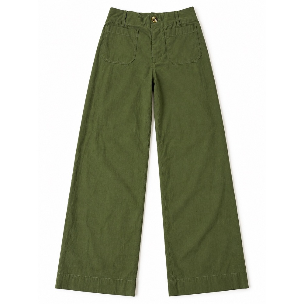 Maeve Anthropologie The Colette Wide Leg Pants Olive Green Linen Blend 26